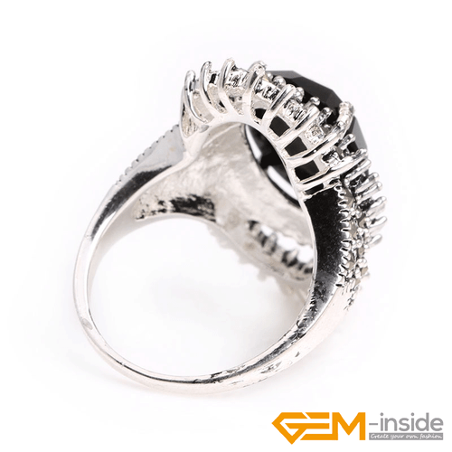 Natural Oval Gemstone Marquis Marcasite Beads Silver Jewelry Ring Size #6#8 Gift - Picture 21 of 55