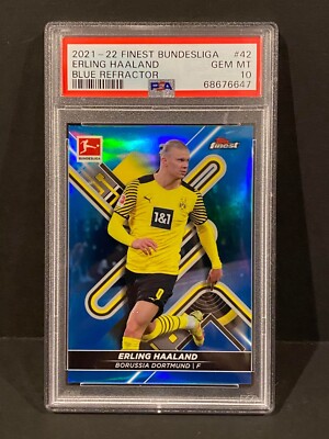 2021-2022 Topps Finest Bundesliga #42 Erling Haaland Blue