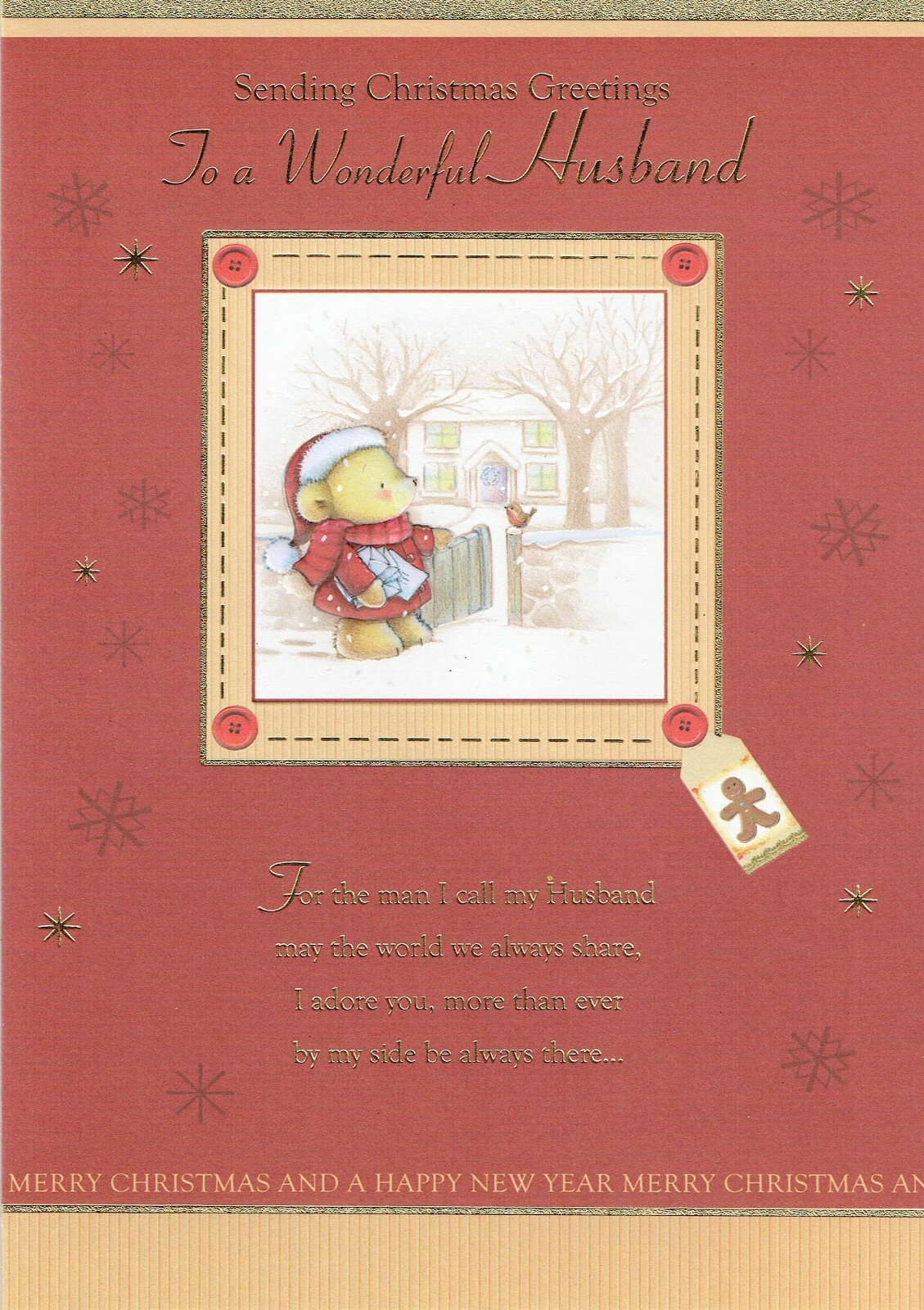 HUSBAND Large CHRISTMAS CARD Quality Bear Design