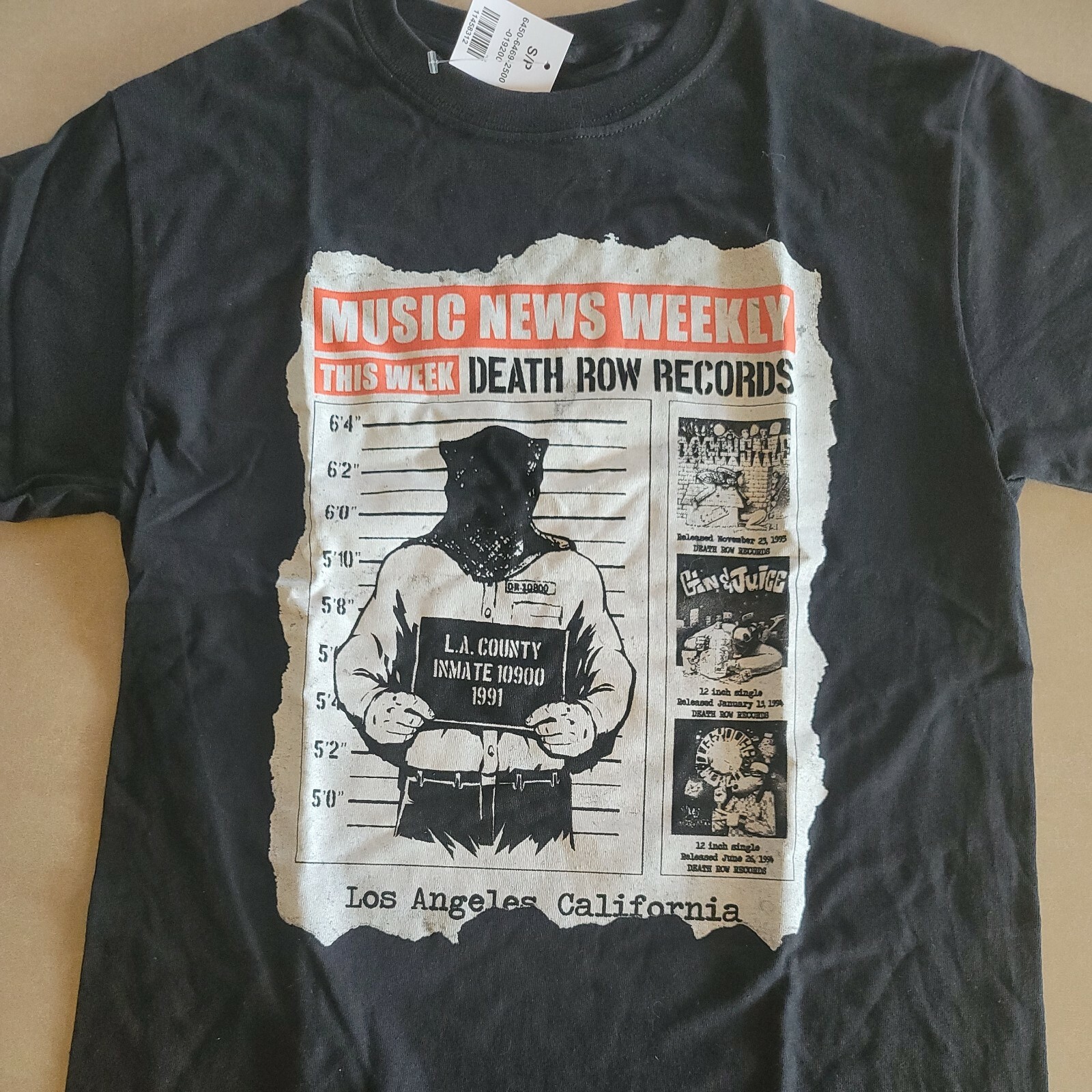 FILA Maglietta Death Row Records detenuto con foto a tazza musica settimanale notizie. Varie taglie nuove con etichette