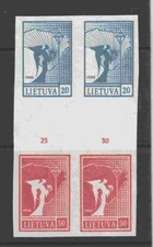 LITAUEN FRIEDENSENGEL 1990 20 ct 2-ERBLOCK + 50ct MIT ZWISCHENSTEG   **