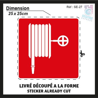 Autocollant Adhésif Sécurité - Lance Incendie - 25x25cm - SE-27 - Intérieur/Extérieur