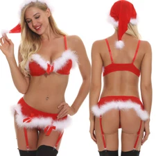 Christmas Women Sexy Lingerie Sleepwear Babydoll Xmas Outfit Underwear Nightwear