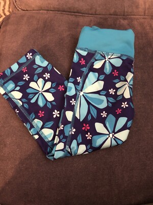 Legging capri de sport, fleurs, taille haute, poches | Leggings | Pantalons