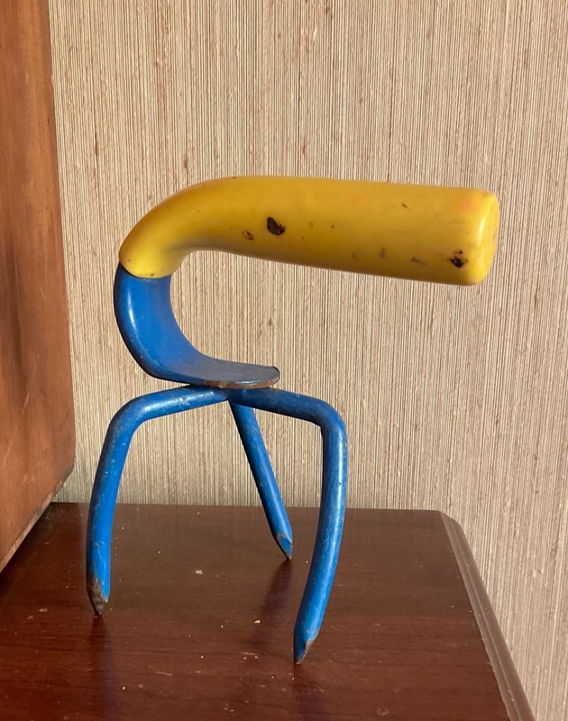 Small Cultivator - Weeder Blue /Yellow Metal Garden Tool