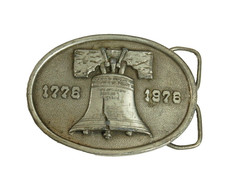 Bicentennial Liberty Bell belt buckle western vintage Bergamot Brass Works 1975