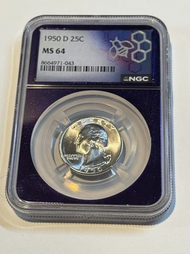 1950 D Washington Quarter 25c MS64 NGC - TraderBea Purple Core
