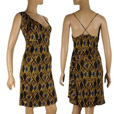 BALENCIAGA DRESS ABSTRACT PEACOCK PRINT STRETCH JERSEY DRAPE sz 38 / US 6