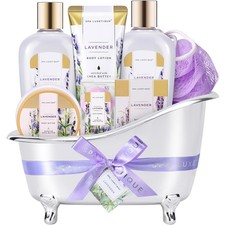 spa luxetique Spa Gifts for Women, Gift Basket, 8 Pcs 9 Piece Set, Purple 