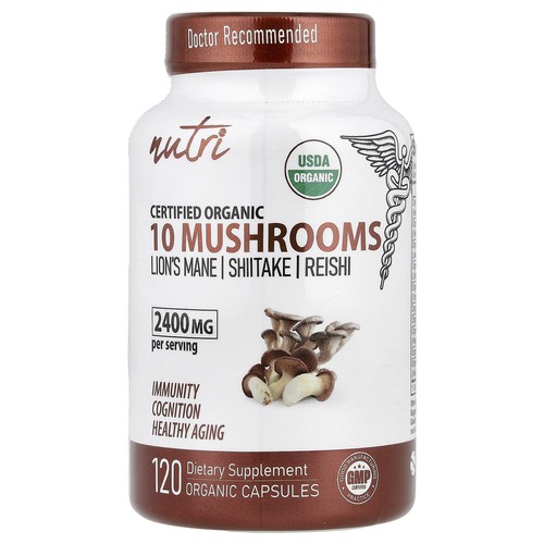 Organic 10 Mushrooms, 120 Organic Capsules