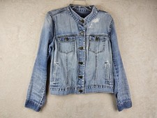 Gap Women's Distressed Button Front Denim Jacket Size XL