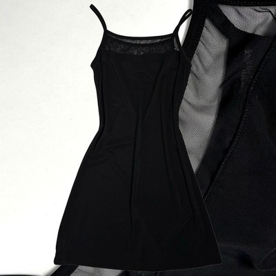 Vintage 90s mesh mini dress / VTG 1990s going out dress / sheer panel