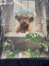 Hello Sweet Cheeks Bathroom Sign Highland Cow Wall Decor New