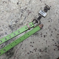 Nocona Green Leather Belt Sparkling Rhinestones Sz 26"