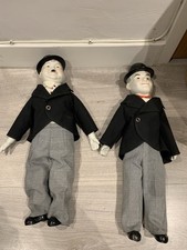 RARE VINTAGE ORIGINAL 1970's LAUREL & HARDY 21" PORCELAIN DOLLS - GOOD CONDITION