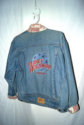 Vintage 90s Planet Hollywood Chicago Denim Jacket Men s XL Blue Embroidered