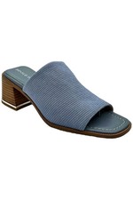 Donald Pliner Women's Haze Stretch Fabric Slip On Heeled Sandal Denim