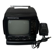 Vintage 5.5" Portable Black White Mini TV CRT AM FM Radio