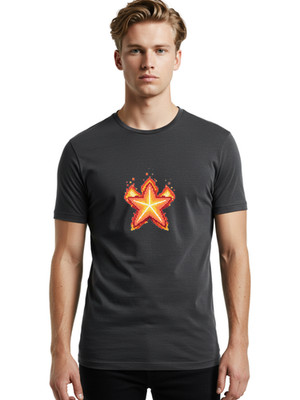Glowing-Star Mens Graphic Tee, 100% Cotton, Casual Summer Wear