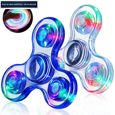 Gigilli Fidget Spinners for Kids 2 Pack, Light up Sensory Small, White blue