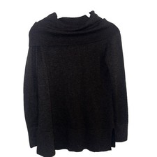 LOFT Women's dark grey Solid Mock Neck Knit Long Sleeve Pullover Sweater Size S