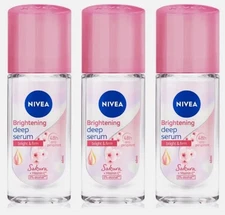 3x Nivea Whitening Deep Serum Sakura Roll On 40ml. US Seller