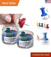 Stylish Giant Push Pins, 1.5" Assorted Colors - 2 Tubs of 12 for Easy Pinning