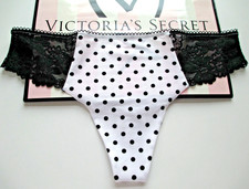 VICTORIA'S SECRET PINK No Show Thong Panty VS Black White Polka Dot S M L XL NWT