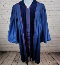 VTG Ireland Needlecraft Blue Velvet Religious Clergy Vestment Choir Robe USA M