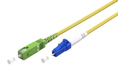 30m Glasfaserkabel SC-APC (8°) > LC-UPC FTTH OS2 LWL Simplex Kabel weiß