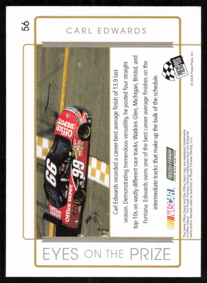 2008 Press Pass #56 Carl Edwards - Image 2 of 2
