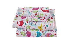 Fancy Linen Dinosaur Pink Purple Turquoise Lime Green Sheet Set Girls/Teens