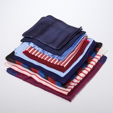 Mixed VTG Lot Red White Blue Striped Handkerchiefs Pocket Squares Polka Dot 10pc