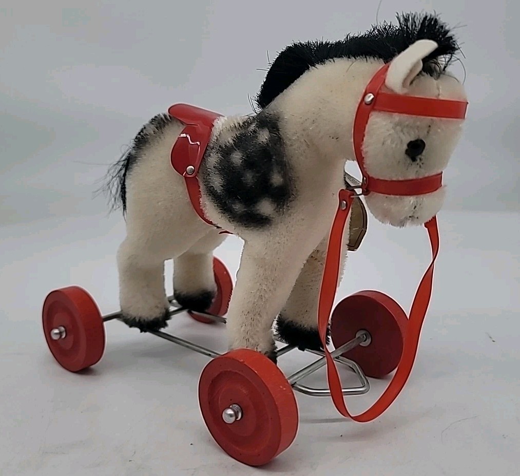 Vintage Germany Hermann Teddy Original Pony w/Tags, Wheels Working