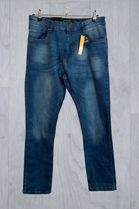 Urban Threads x LDN DNM Straight Slim Fit Mens Blue Denim Jeans W36 x L32 image 2
