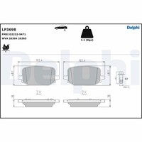 Hinterachse Delphi LP3698 Bremsbelagsatz, Scheibenbremse FüR Ford USA