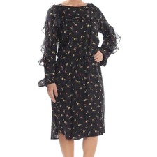 Lauren Ralph Lauren Womens Floral Sheath Dress Ruffle Sleeve Size 10 Romantic