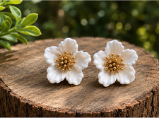   Petal Whisper Studs Earrings-Handmade 
