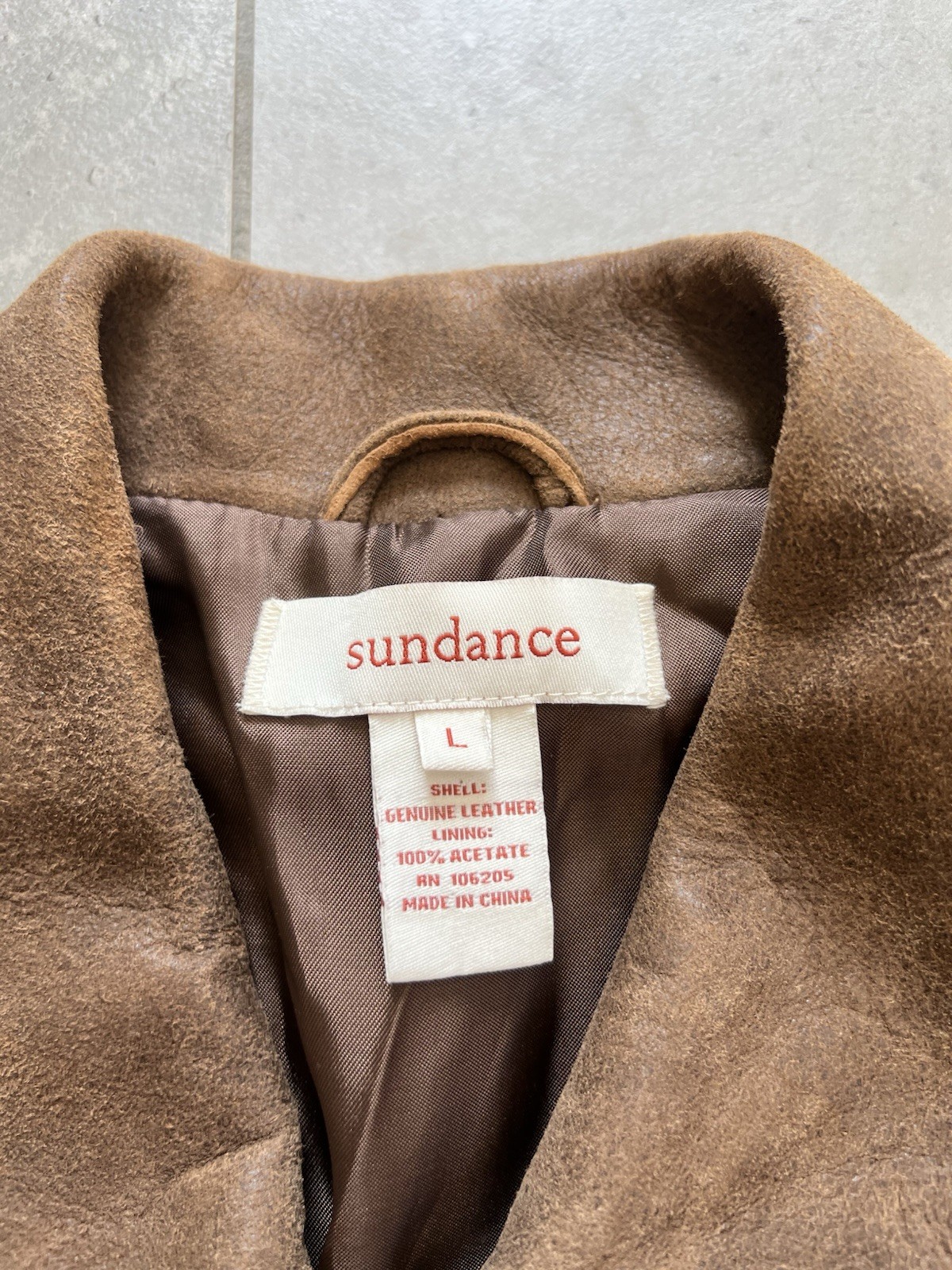 Sundance Weathered Brown Leather Peacoat Jacket Womens Sz Large Heavy Coat image 8