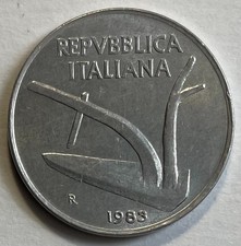 Italy 10 Lire minted 1983 - Wheat Ears & Plow
