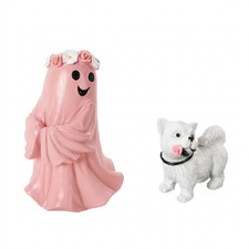 Gespenst-Figur mit Hund langlebig Geisterfigur stabil f&uuml;r Halloween,
