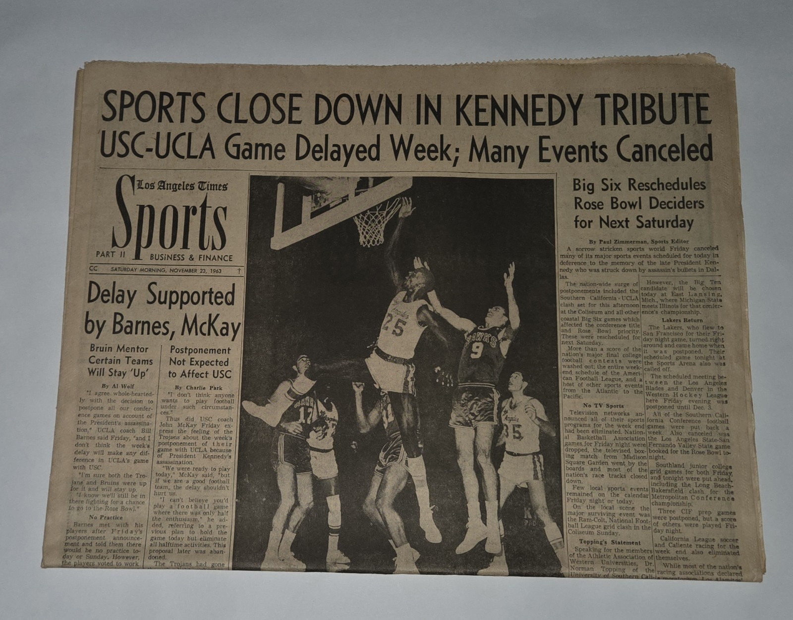 KENNEDY ASSASSINATED 11/23/1963 Original L.A.Times Newspaper Cover