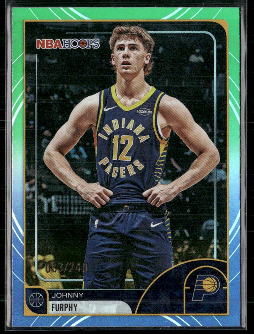 2025-26 Hoops #209 Johnny Furphy Rainbow Green and Blue #/249