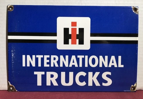 Vintage IH International Trucks 12” Porcelain Farm Gas Oil Tractor Sign