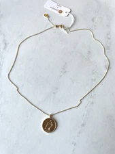 NWT GORJANA 18k Gold Plated Astrology Zodiac Coin Necklace Libra