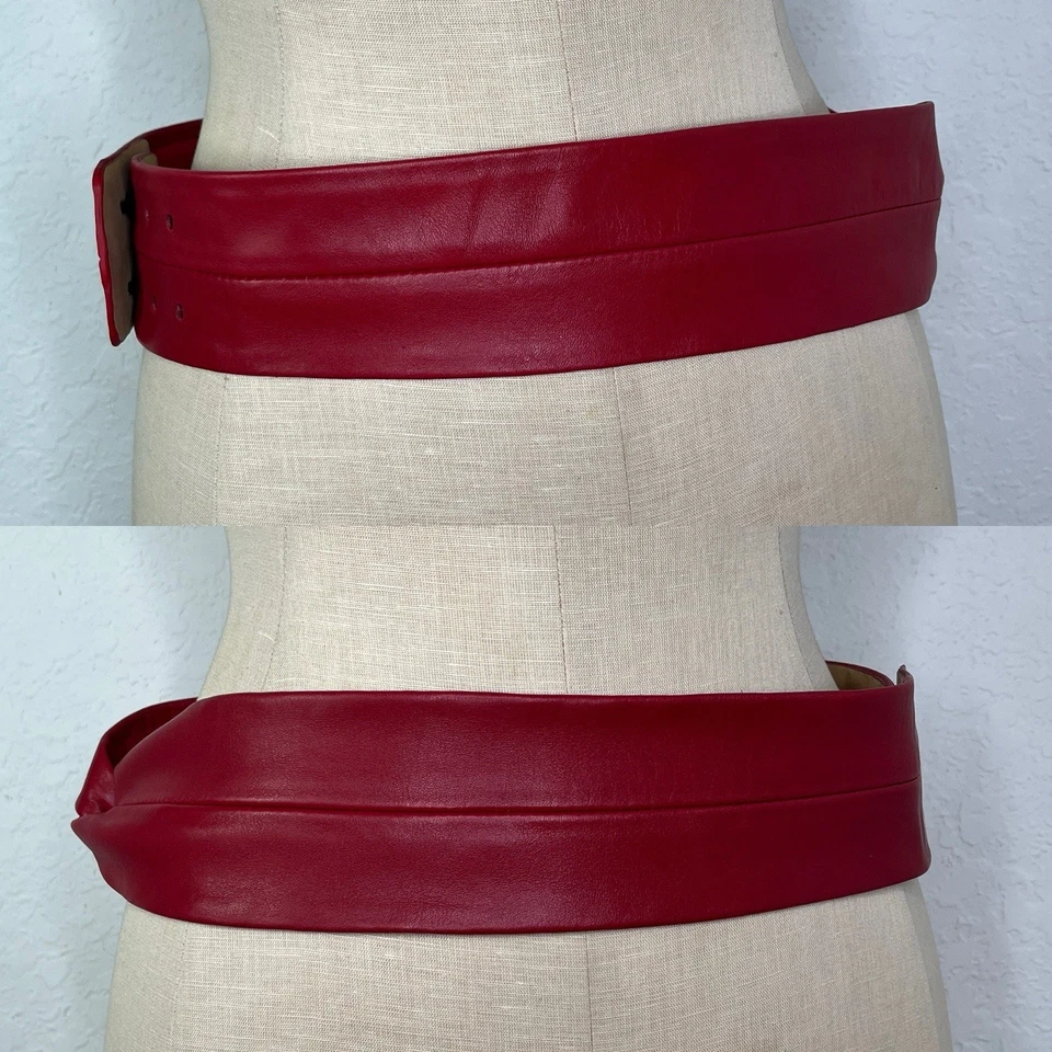 Cinturón Saks Fifth Avenue Rojo Cuero Genuino Italiano Talla M, Informal, Retro. Foto 2 de 4