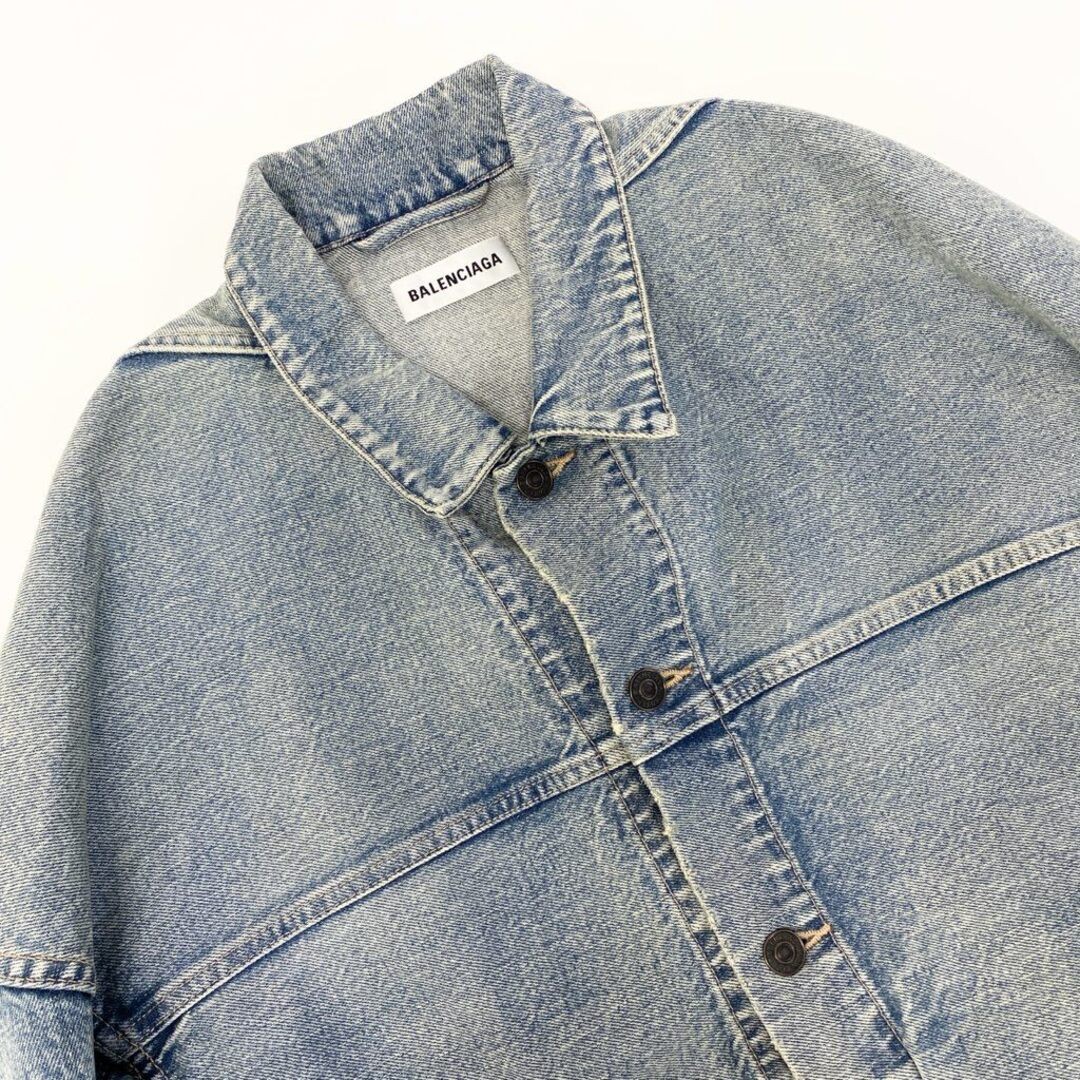29a9 BALENCIAGA Denim Jacket G Jean Oversized Deformed Design Short Used AYAN-0 thumbnail 5