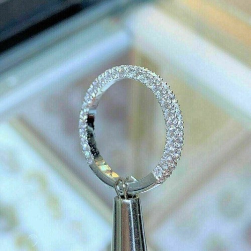 2Ct Round Cut Lab Created Diamond Band Ring 14K White Gold Plated Silver