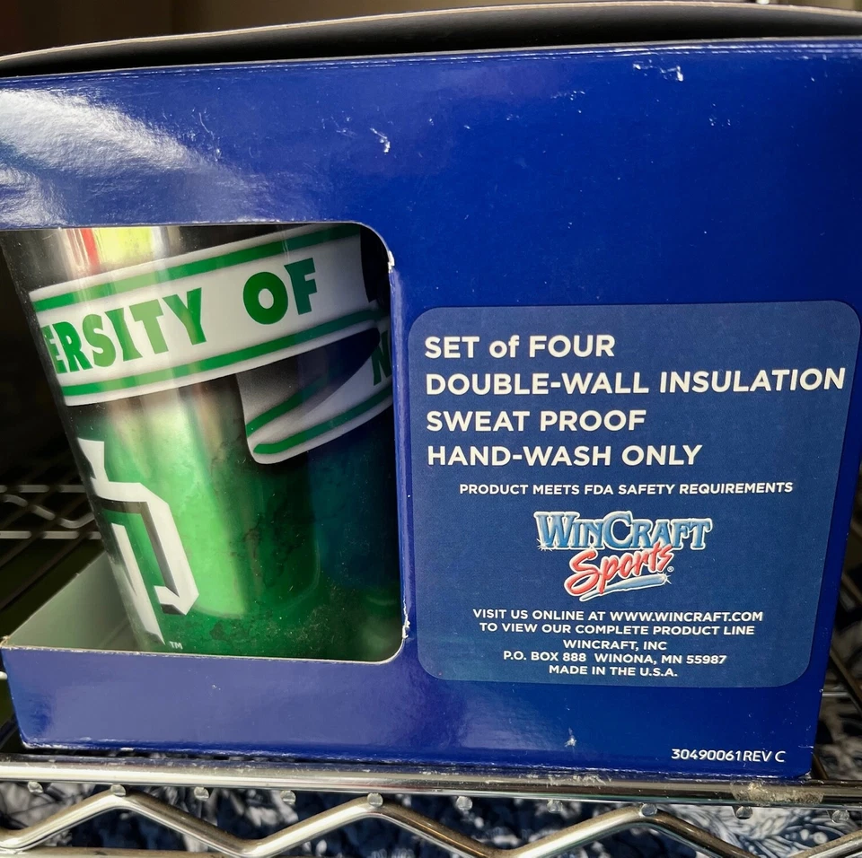 Vaso Universidad de Dakota del Norte 16 oz juego de cuatro Wincraft Sports nuevo Foto 4 de 4
