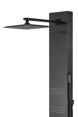 BADLAND Duschpaneel Edelstahl NEO Thermostatisch mit Kopfbrause in Graphit